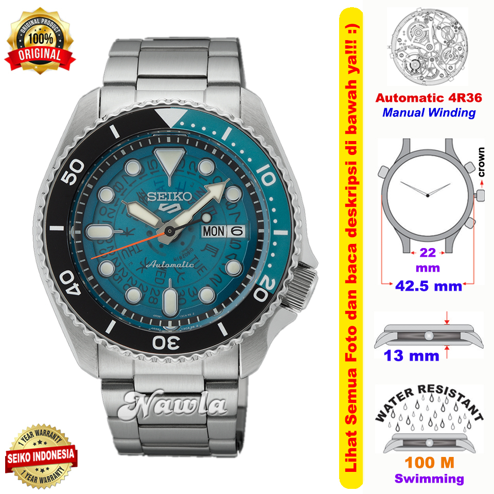 Seiko 5 Sports SRPJ45K1 Skeleton Blue - Jam Tangan Pria SRPJ45