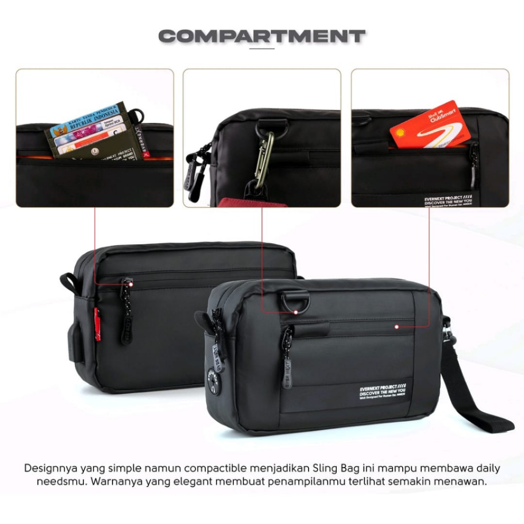 Tas Selempang Sling Bag Handbag Slempang Clucth Bag Waistbag Pria Cowok Distro Anti Air Original Kecil Waterproof Multifungsi R17