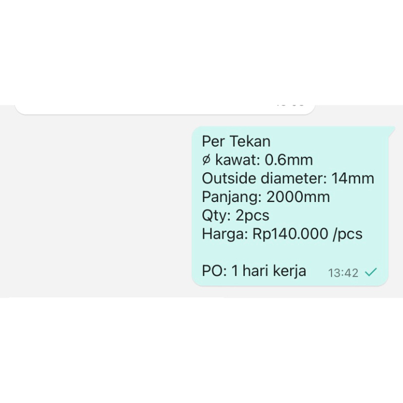 per Spring Pegas Tekan OD 14mm Kawat 0,6mm Panjang 2000mm Stainless