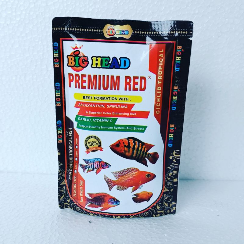 PAKAN IKAN PREMIUM RED BIG HEAD 50 GRAM pakan colour booster ikan hias aquarium peningkat warna ikan akuarium