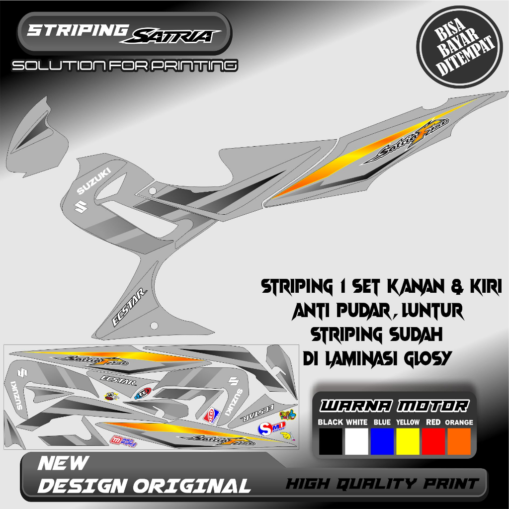 STICKER VARIASI MOTOR SUZUKI SATRIA FU BARONG MODEL STRIPING