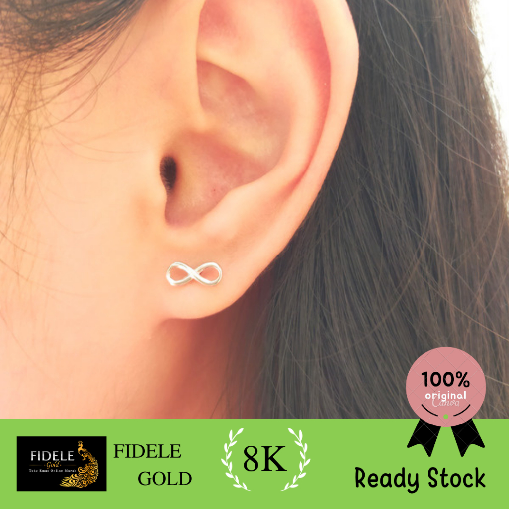 Anting infinity fashion emas putih 375 anting ayugold anting wanita dewasa
