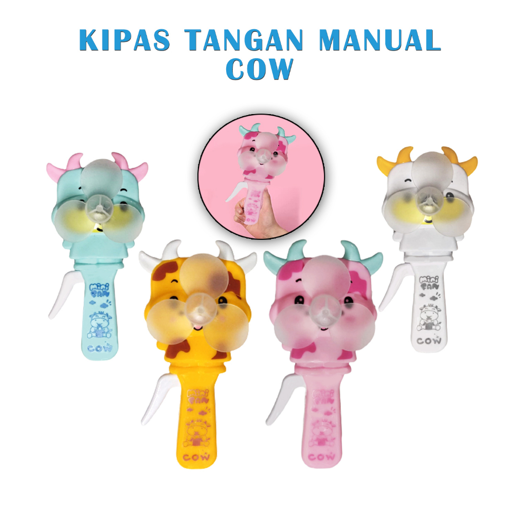 Kipas MANUAL TANGAN Hand Mini Fan KARAKTER COW SAPI LUCU