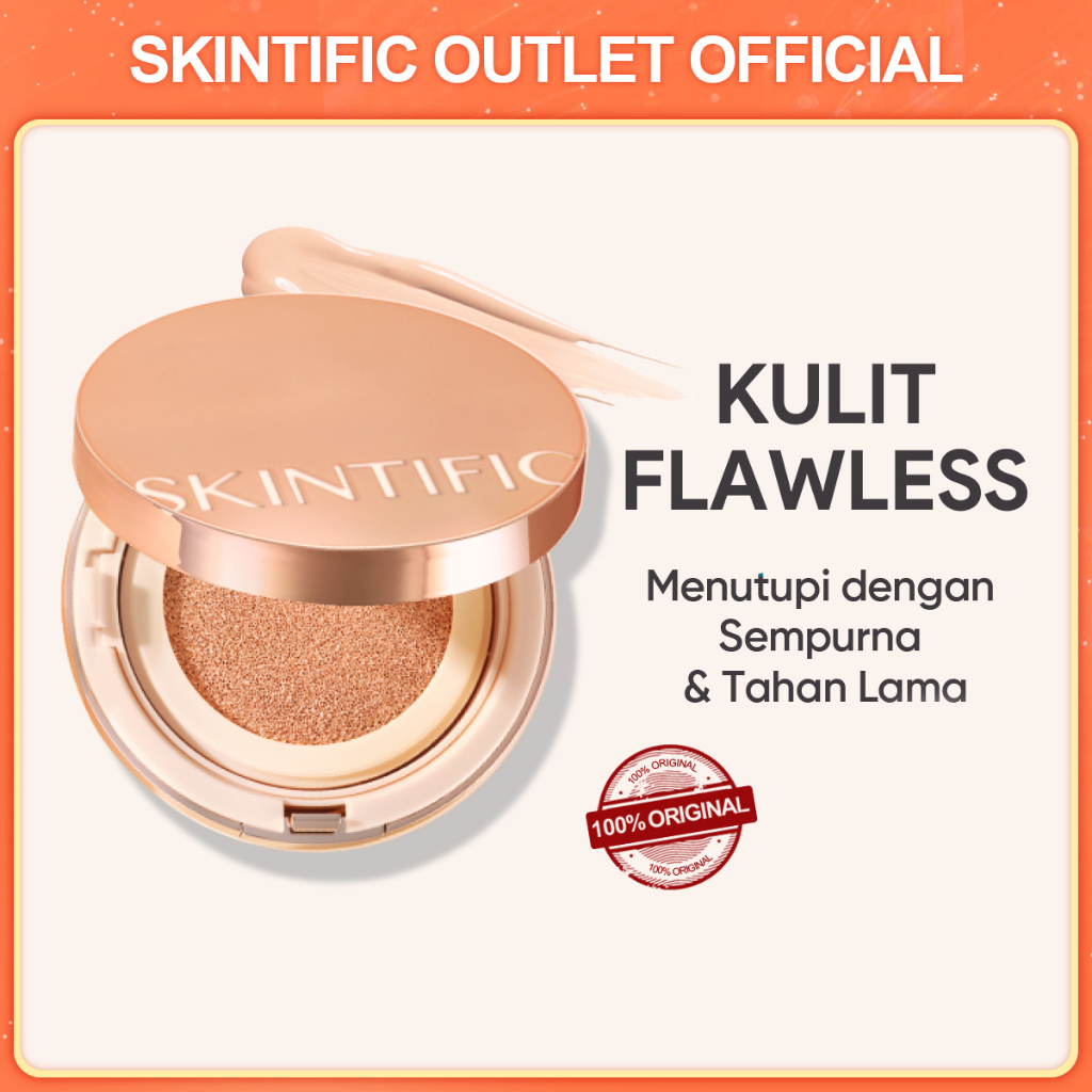 Skintific Cover All Perfect Air Cushion UV SPF 35 PA++++ 24H Refill Oil-Control 5 Shades Waterproof Fondation Sweatproof Matte Finish Poreless Cushion Refill Foundation Flawless BB Cream CC Cushion Makeup BPOM