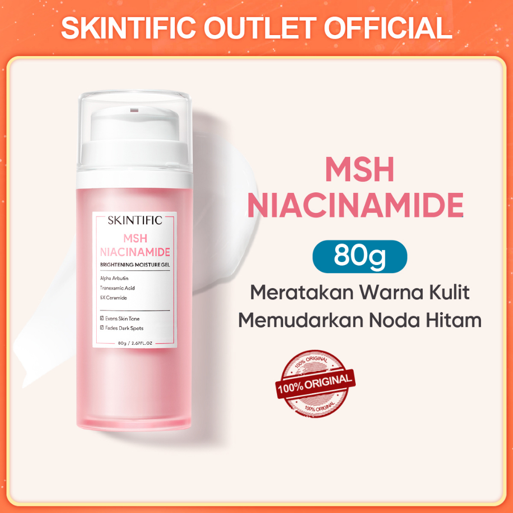 SKINTIFIC GLOWING RECOMMEND Pemutih Wajah - MSH Niacinamide Brightening Moisture Gel 80g Niacinamide Moisturizer Brightening Serum pelembab yang mencerahkan pelembab wajah Vitamin C