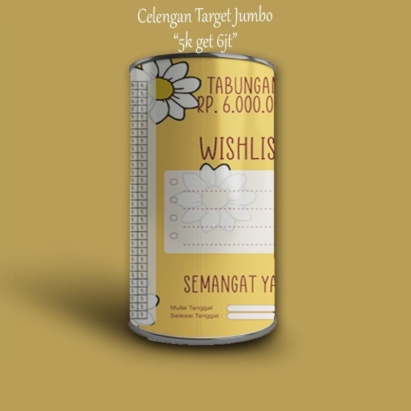 UKURAN JUMBO CELENGAN TABUNGAN CELENGAN TARGET 5K TARGET 6 JUTA