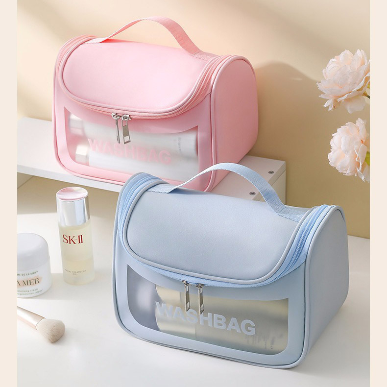 BABEE - Tas Kosmetik Transparan Washbag / Tas Make up / Pouch Kosmetik Travel Waterproof / Tempat Peralatan Mandi / Tempat Make up