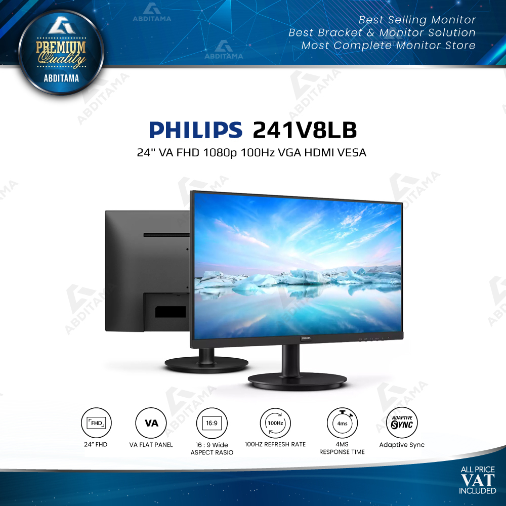 Monitor LED Philips 241V8LB 24&quot; VA FHD 1080p 100Hz VGA HDMI VESA