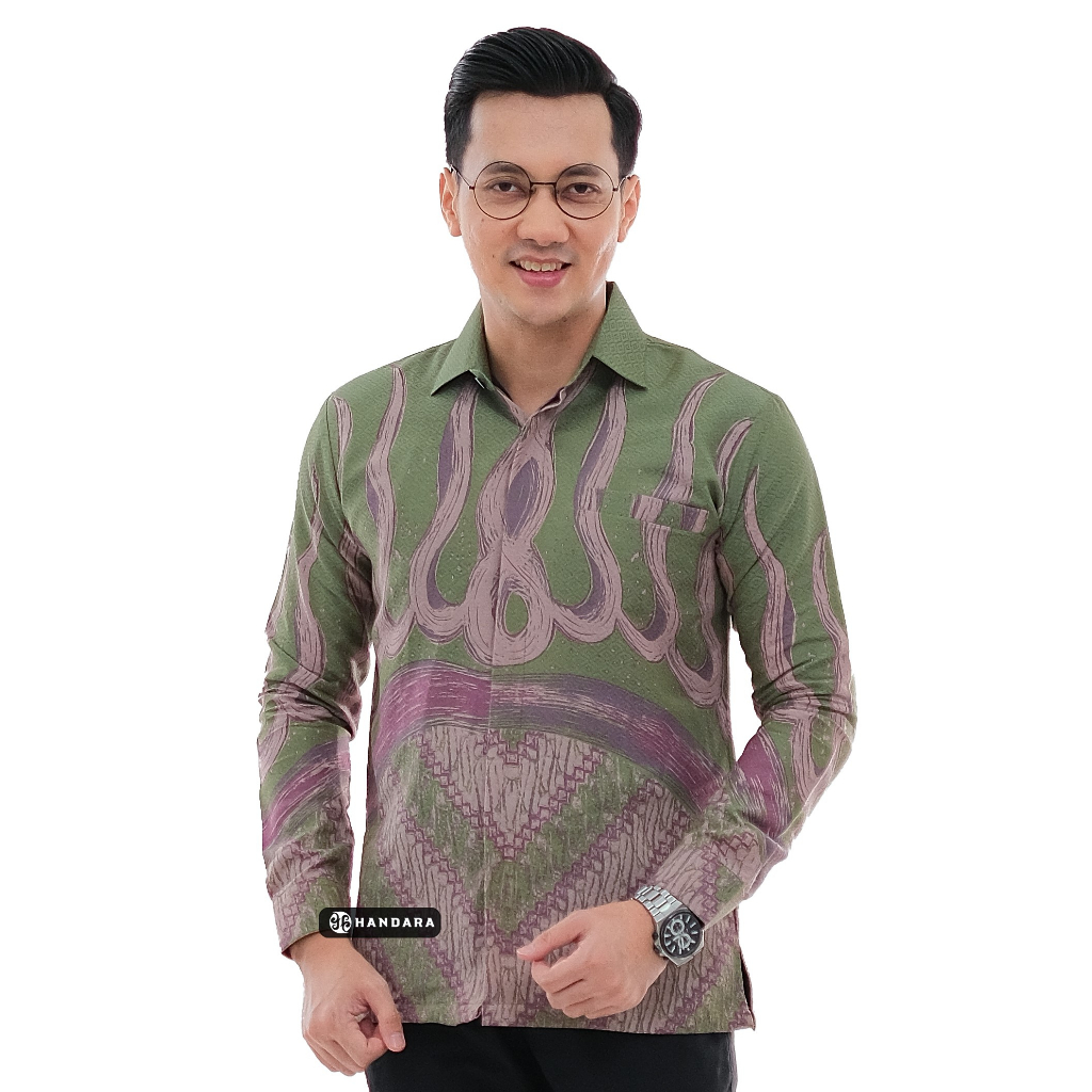 Handara Batik Pria Katun Dobby Premium Legowo Hijau Sage HB-332