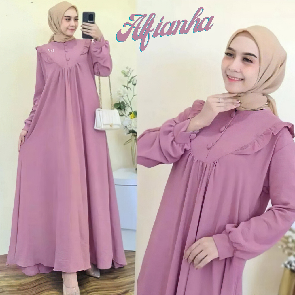 Alfianha Gamis Crinkle Airflow Premium Model Terbaru Ld110 Pb135