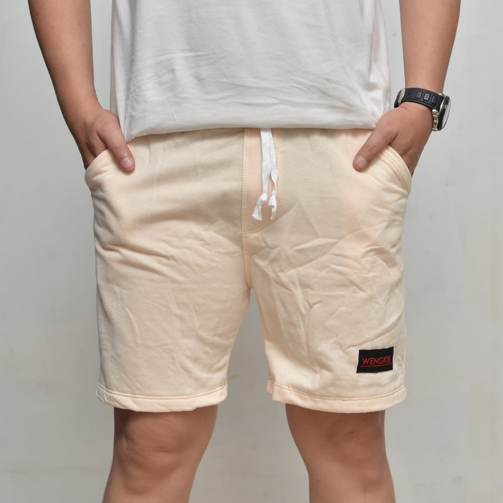 Wengkie.id / Boardshort / celana pendek pria / celana pendek wanita / celana casual / celana pendek murah / Warna Cream Muda