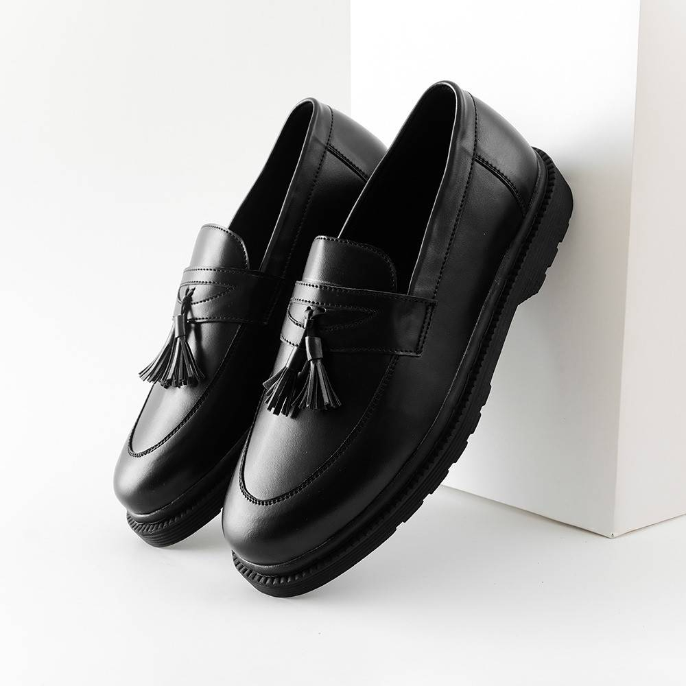 FARE- High Black Sepatu Loafers Pria Formal Kantor Kerja Kuliah Kondangan