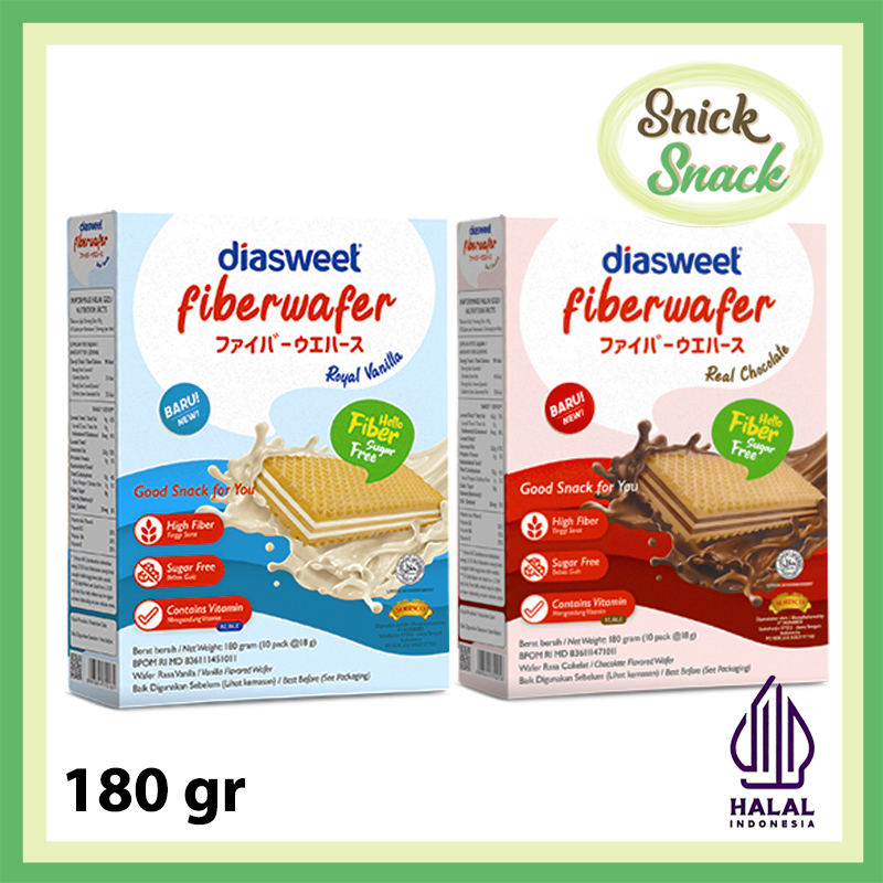 

Diasweet Fiberwafer Wafer Sugar Free Diet Diabetes Tanpa Gula Rendah Kalori Box 180 gr Rasa Vanilla Coklat