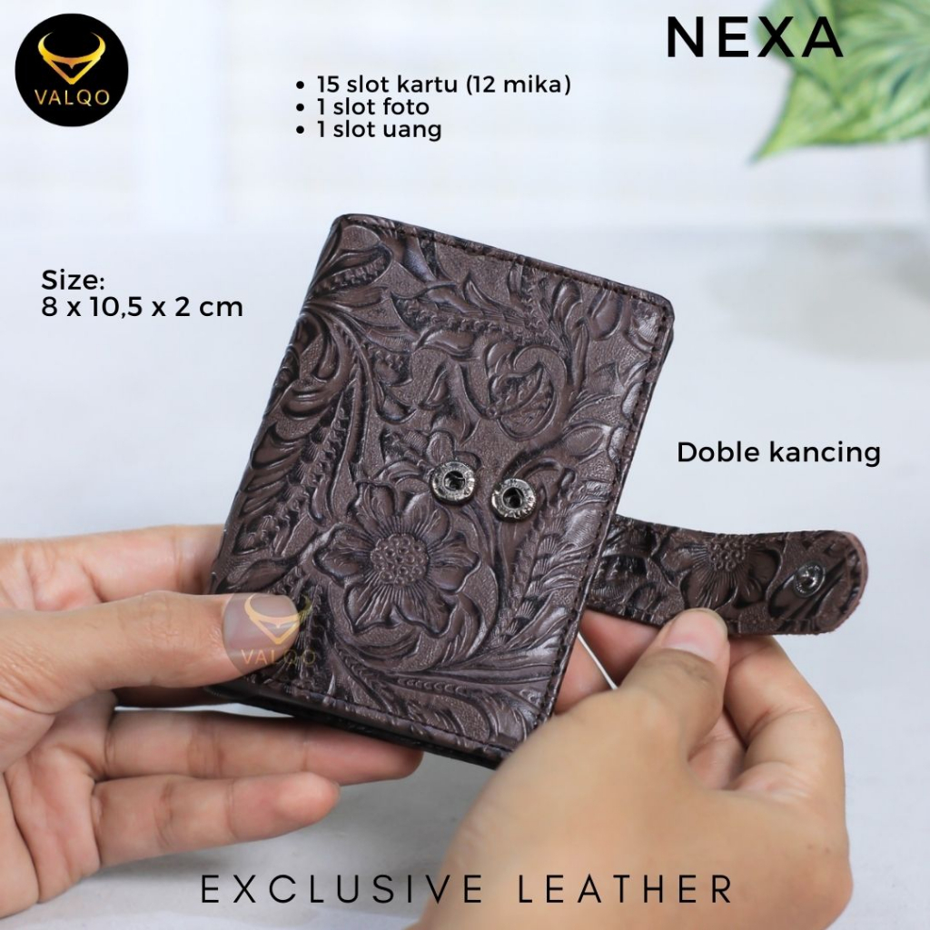 [VALQO] NEXA Motif Dompet kartu Kulit sapi Wanita Pria Dompet kecil Dompet Mini