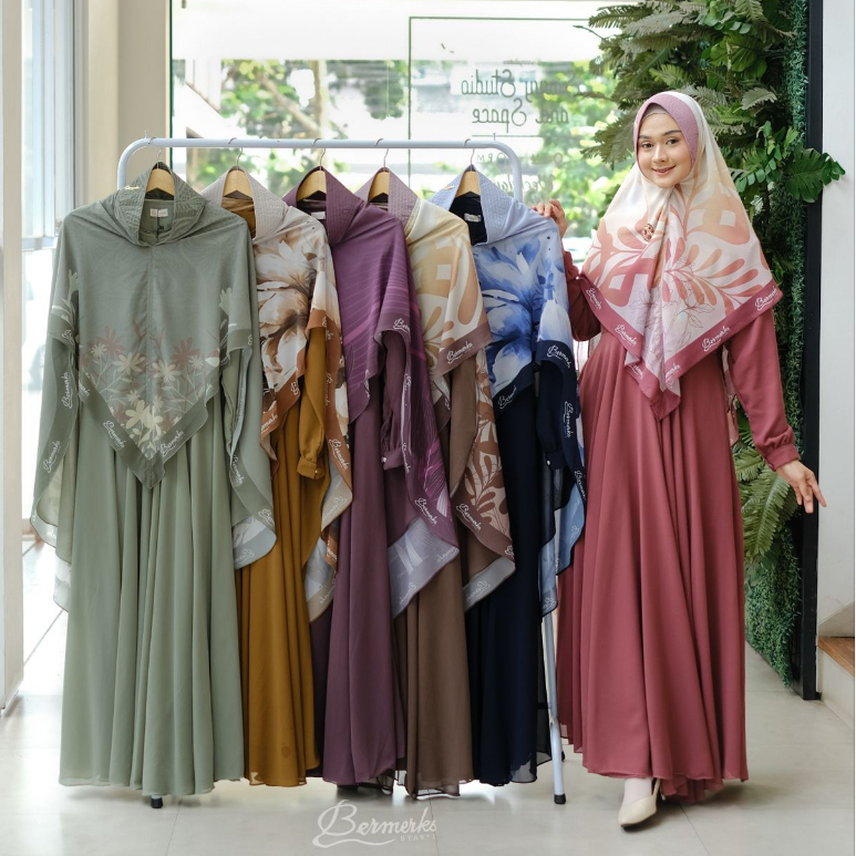 Gamis Ceruty Kerudung motif Bermerks Ivoni Zahra Palma Sintya Bella Karen katalog baru new arrival