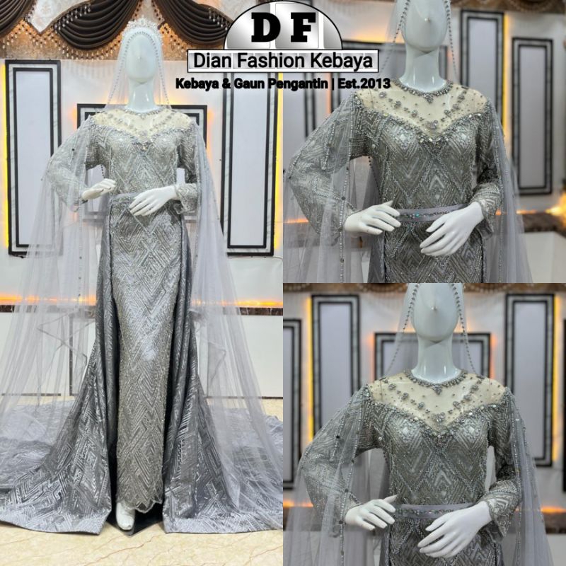 Gaun Pengantin Slim Dress Sabrina Full Payet .