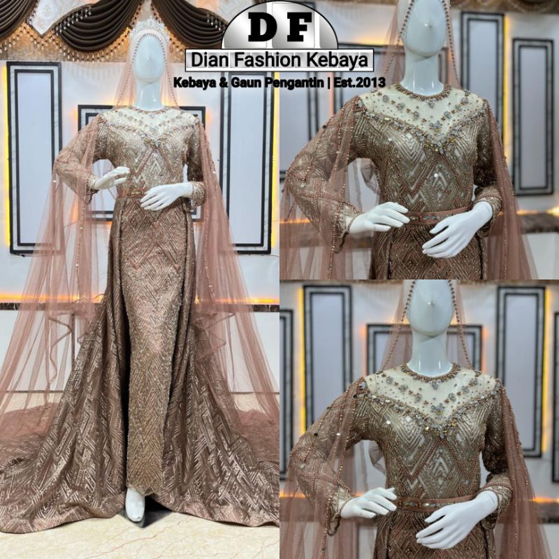 Gaun Pengantin Slim Dress Sabrina Full Payet .