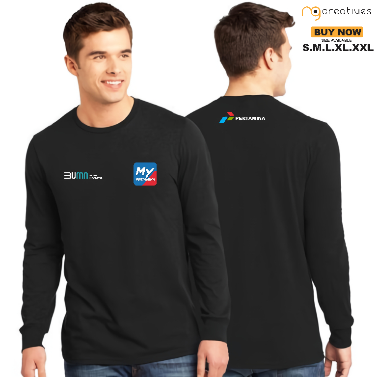 kaos distro my pertamina longslevee / baju my pertamina premium combed 30s
