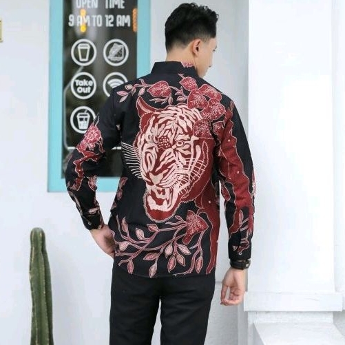 BATIK BOLO DEWO Motif Ki Maung Kemeja Baju Batik Pria Lengan panjang Lapis furing Hem Atasan