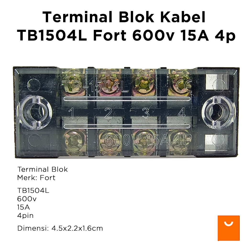 Terminal Blok Kabel TB1504L Fort 600v 15A 4p Terminal Blocks