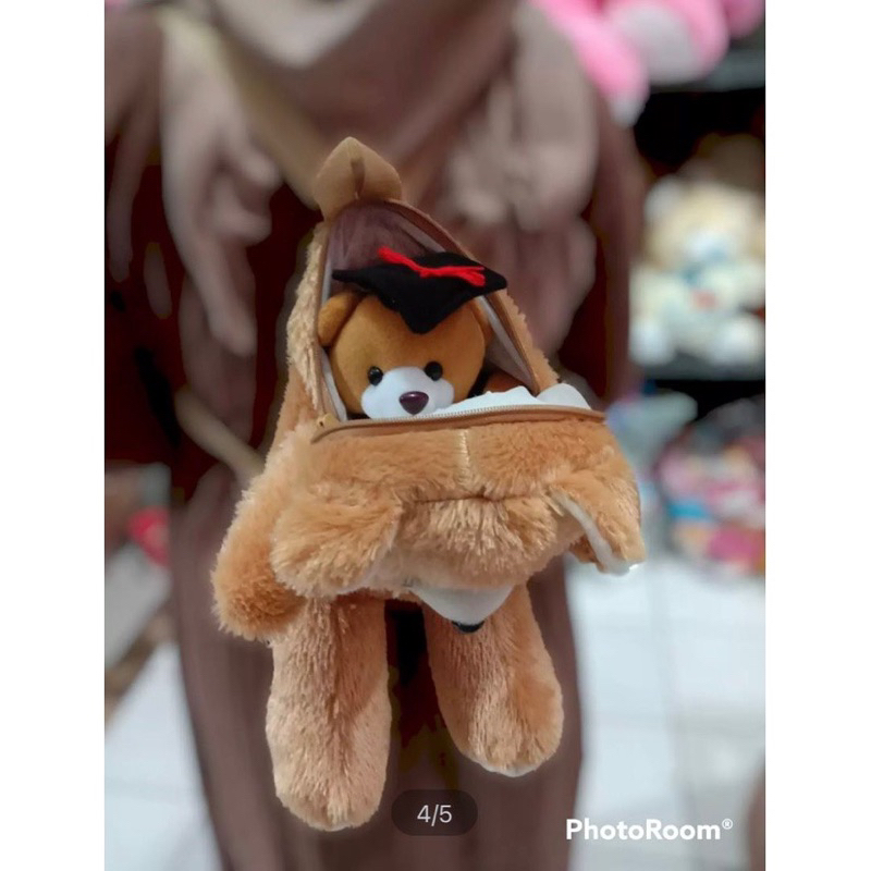 Tas ransel beruang teddy bear bahan bulu lucu ransel wanita karakter boneka BISA COD