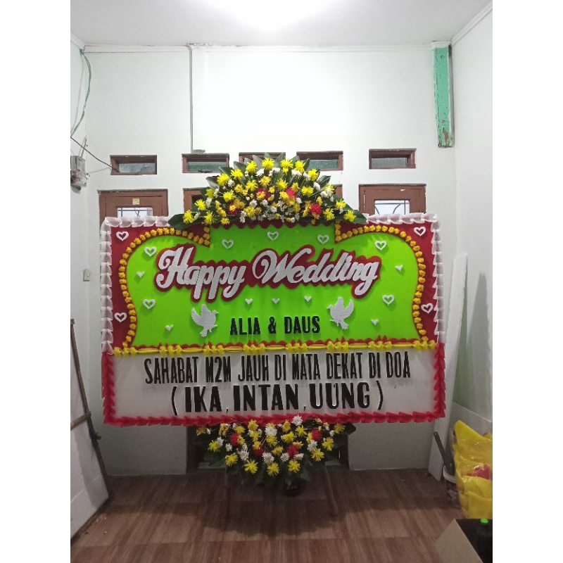karangan bunga papan Happy wedding. serang, Pandeglang, Cilegon, Rangkasbitung
