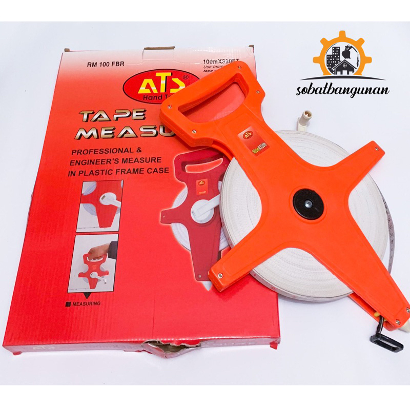 Meteran 100 Meter ATS / Meteran Tanah 100 Meter / Meteran Roll Fiber 100 Meter