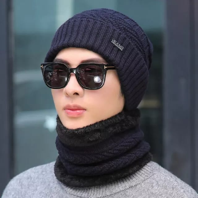 Topi Kupluk Tanpa Syal Bahan Rajut Wool Tebal pria wanita