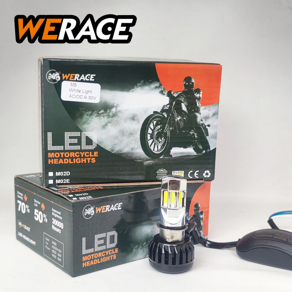 [WERACE] LED 6 SISI LAMPU DEPAN (HEADLAMP) 36WATT,  2 MODE (JAUH, DEKAT), 3 KABEL (H4/H6) TERANG BERKUALITAS