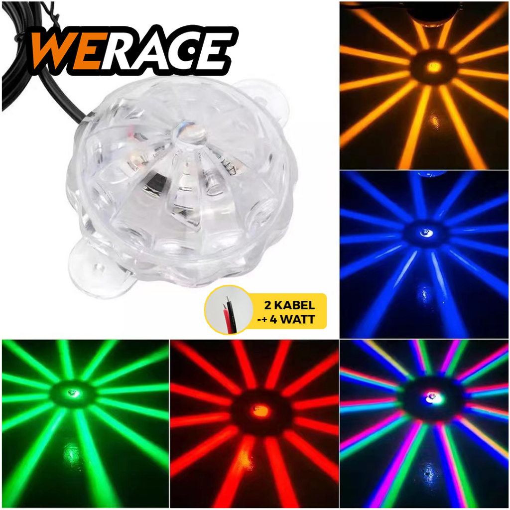 [WERACE] Lampu LED Atmosfir 3 Mode 12V Untuk Bawah Kolong Motor / Mobil Model Matahari Anti Air RGB