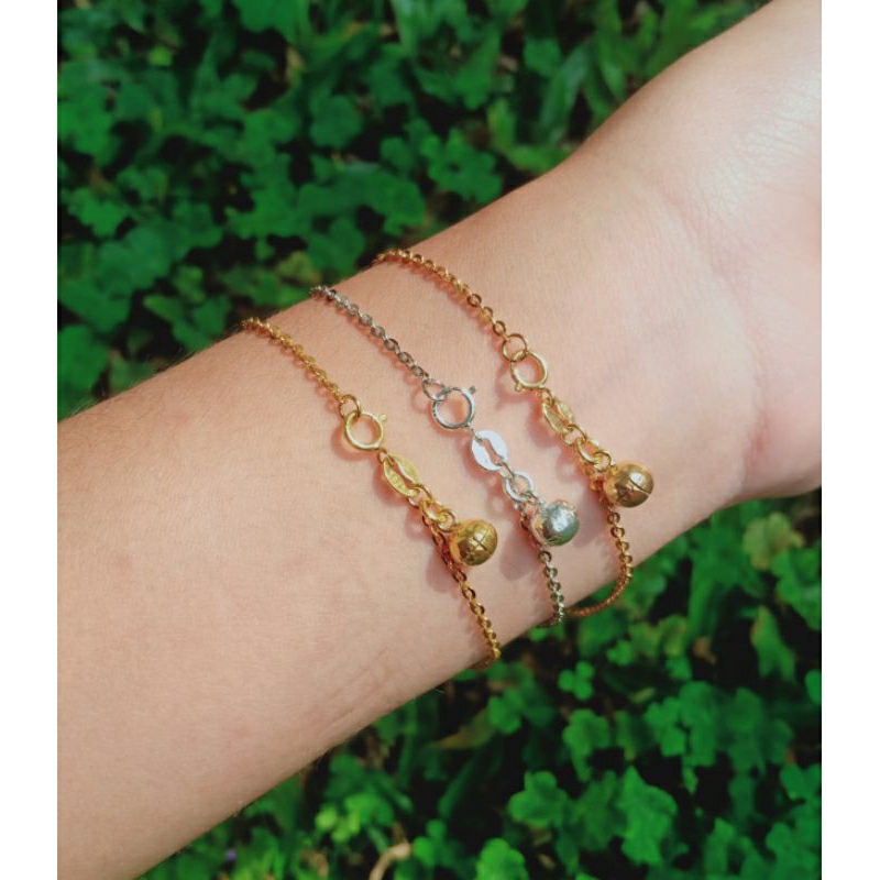 gelang tangan rantai nori vensy+1bel/perak asli silver 925 lapis emas/perhiasan fashion wanita terbaru