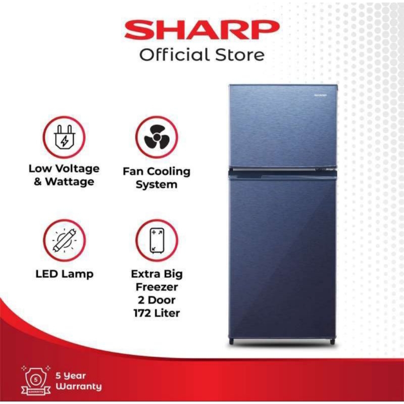 Sharp SJ-195MD-SG2/SR2 Kulkas 2 Pintu Tanpa Bunga Es Kapasitas 172/152Liter #2401