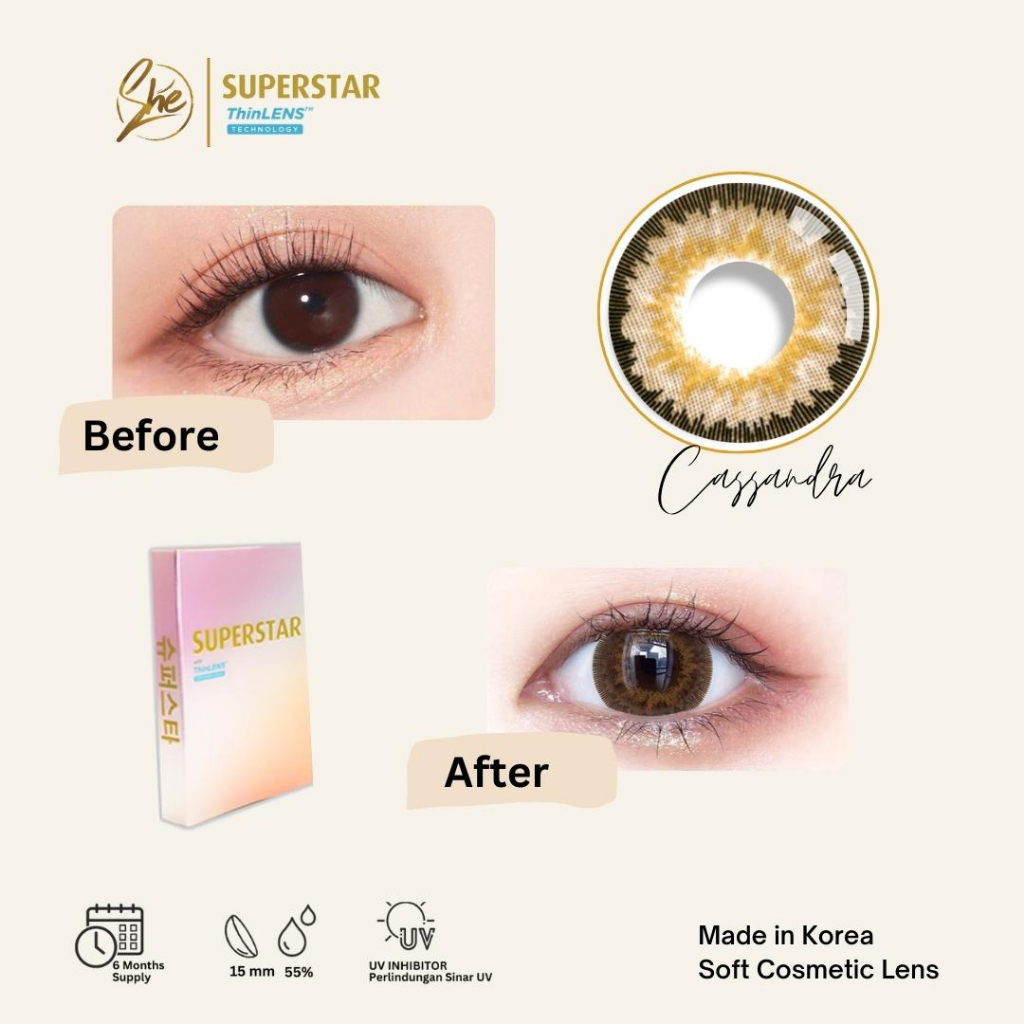 [PILIH LOKAL] BUY 1 FREE 6 ITEM Superstar Cassandra softlens warna premium bulanan