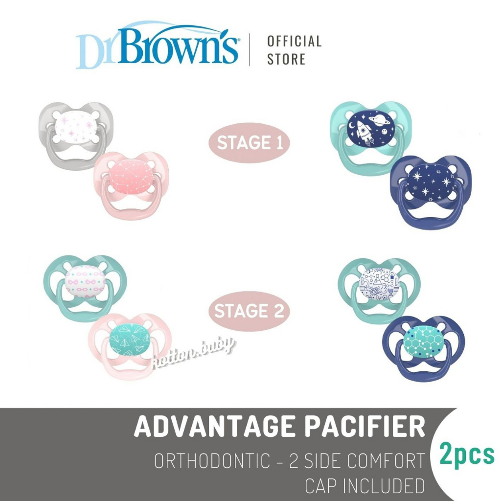 Dr.Brown's Advantage Pacifier Assorted, 2-Pack / Pacifier / Empeng Bayi