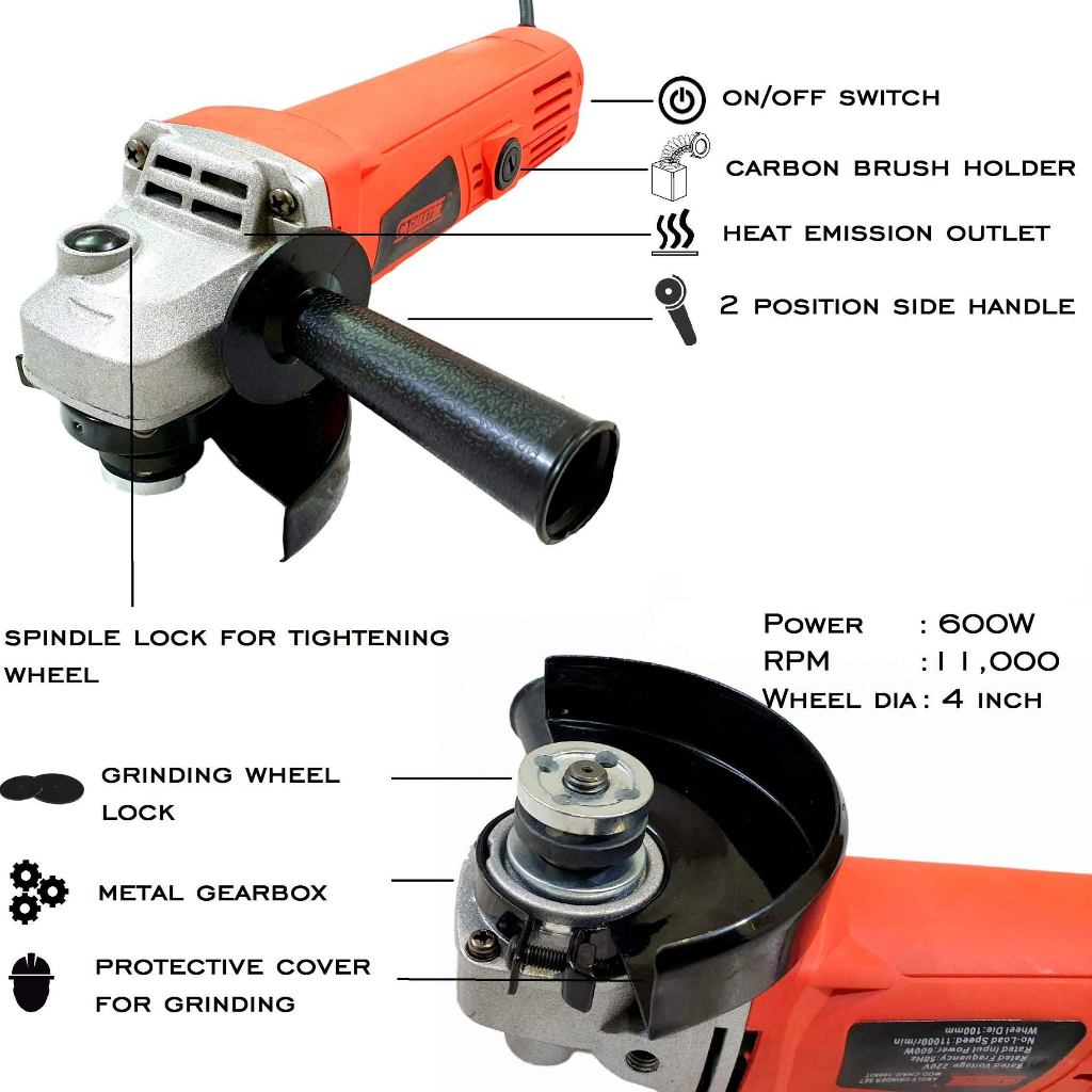 Edon ED1-1054T / Angle Grinder / Mesin Gerinda Tangan / Mesin Grinda Listrik