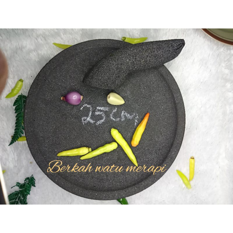 cobek + ulekan batu asli 25cm