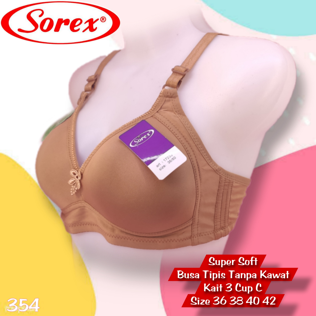 K354 - BRA/BH WANITA SOREX SUPER SOFT BUSA TANPA KAWAT CUP BESAR 36C - 42C TIGA PENGAIT