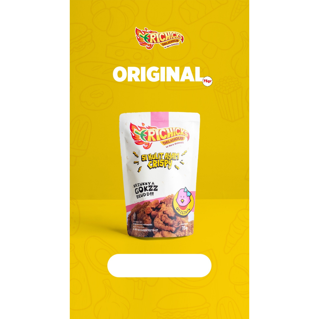 

Richick Kulit Ayam Crispy 75 gram Rasa Original Richicks - Oleh Oleh Khas Jogja