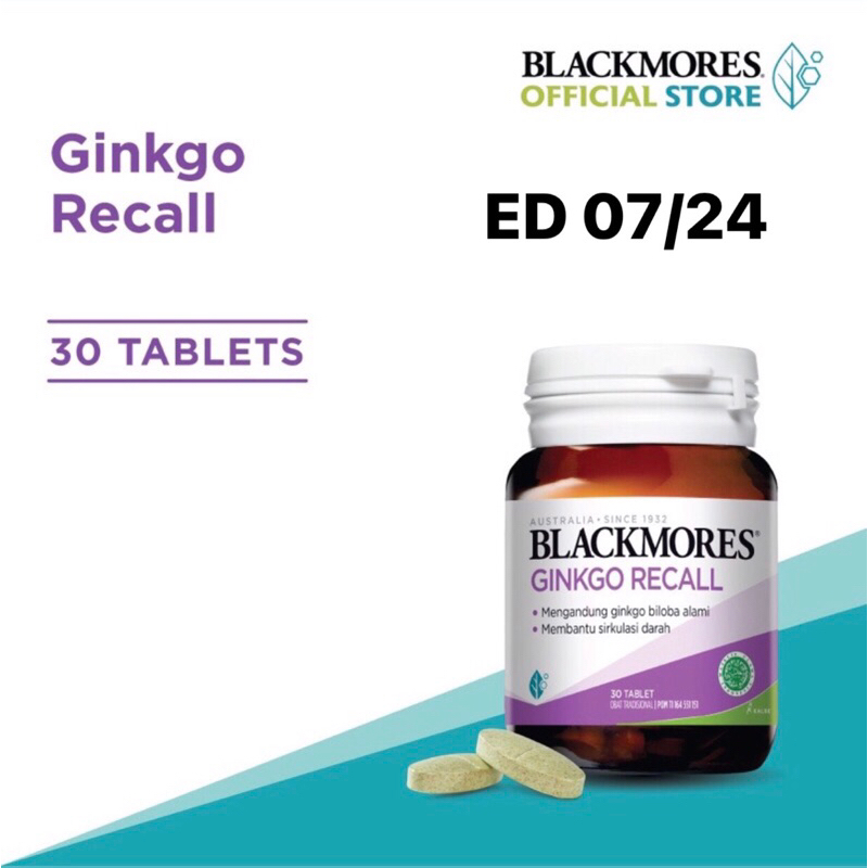 Blackmores Ginkgo Recall 30 tablet / Kemasan baru Ginkgo Action isi 40 untuk meningkatkan daya ingat atau konsentrasi