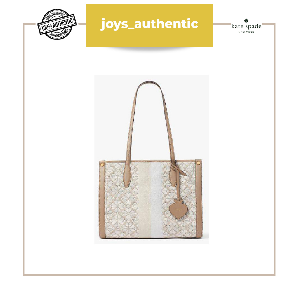Tas Wanita Kate Spade Market Medium Tote Spade Flower Jacquard Natural Multi Woman Bag Authentic Ori