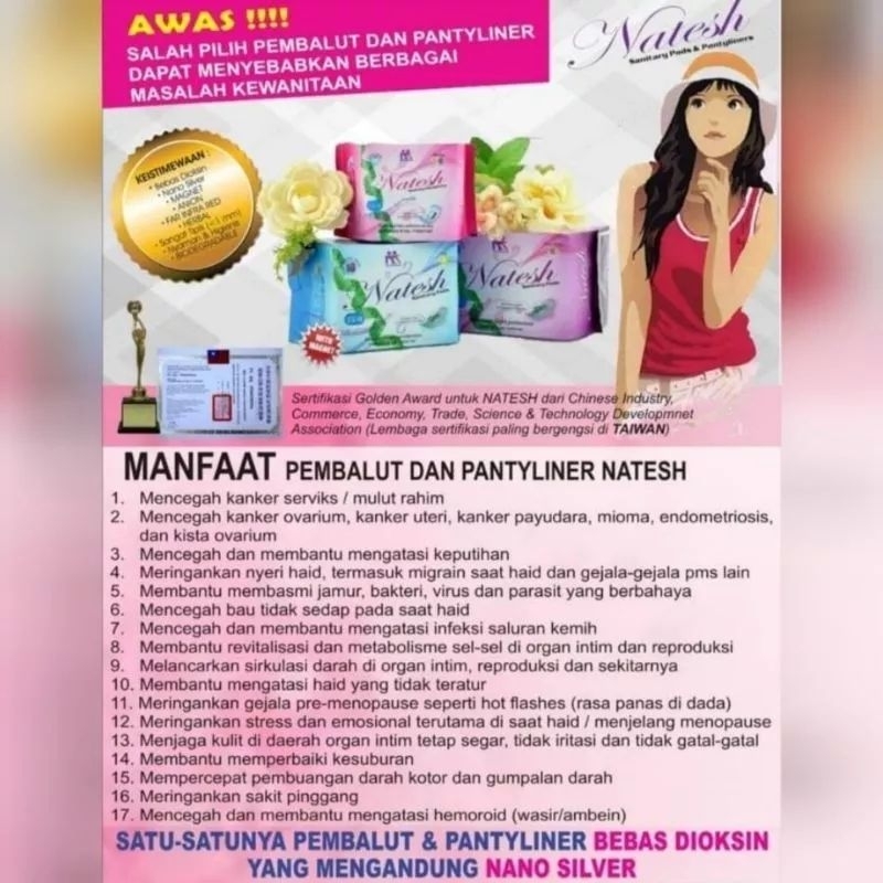 NATESH Pembalut Herbal Day Night Extra Long Pantyliner Softex Menstruasi Sehat