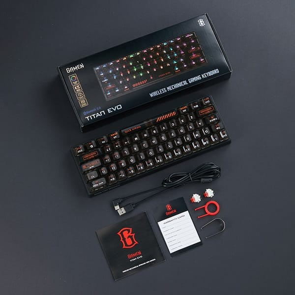 Gamen Titan Evo Wireless Gaming Keyboard 3in1 Connection 60% Layout