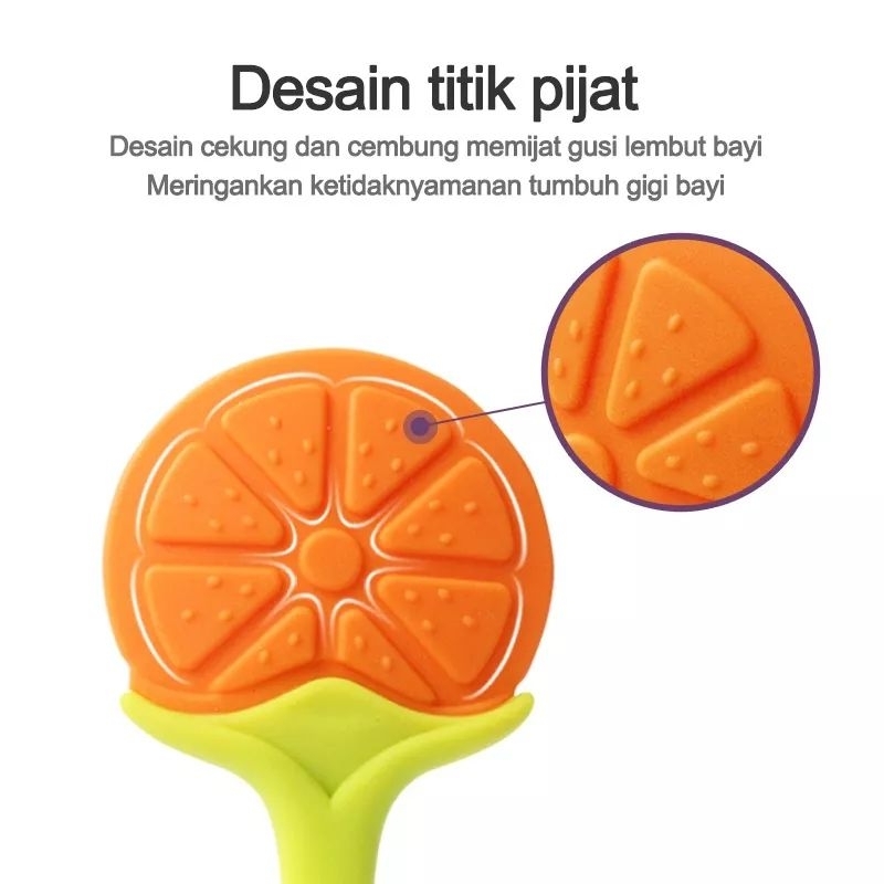 Teether Bahan Silikon Baby Fruit Teether Gigitan Bentuk Buah Bahan Slicone BPA