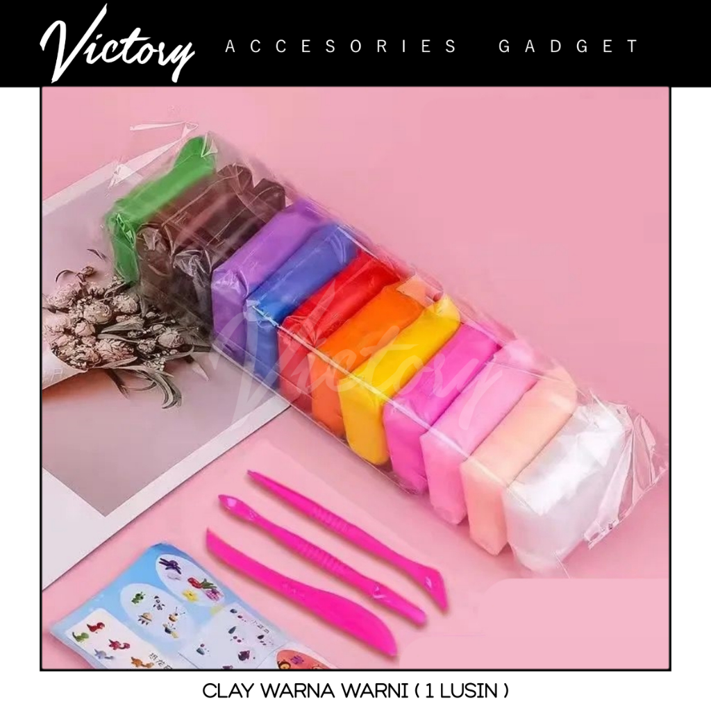 VICTORY CLAY POLYMER SUPER LIGHT RAINBOW ( 1PACK ISI 12 PCS )