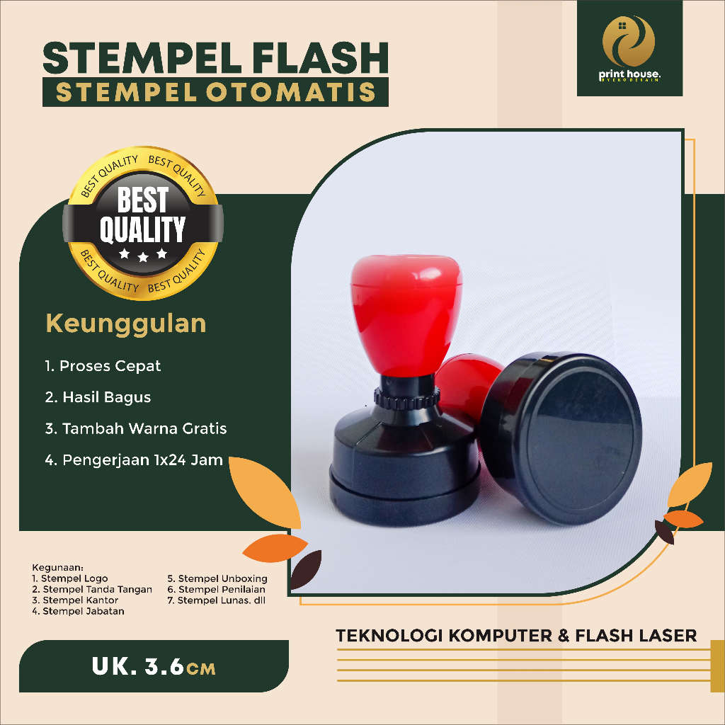 STEMPEL FLASH BULAT UKURAN 3,6CM, STEMPEL OTOMATIS, STEMPEL CUSTOM, STEMPEL WARNA, STEMPEL BERKUALIT