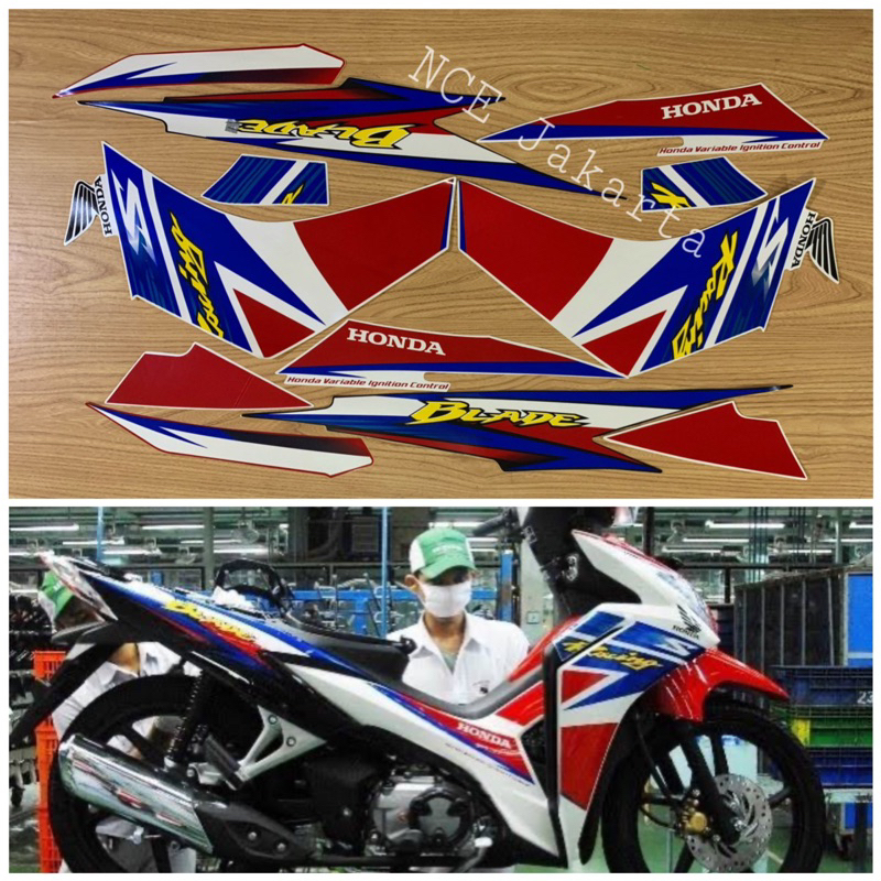 STIKER STRIPING BLADE 2013 PUTIH MERAH LIS BIRU