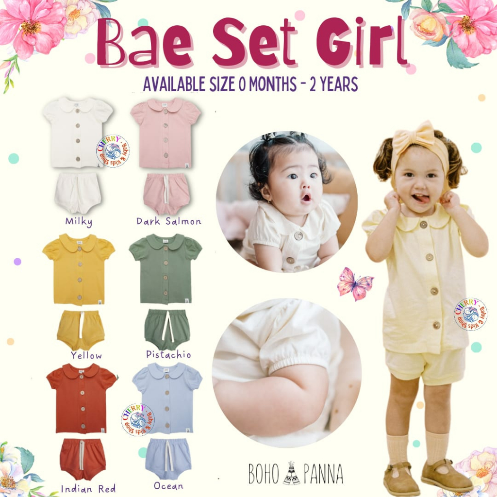 Bohopanna Bae Set Girl 0-2 Tahun Setelan Collar Anak Perempuan CBKS