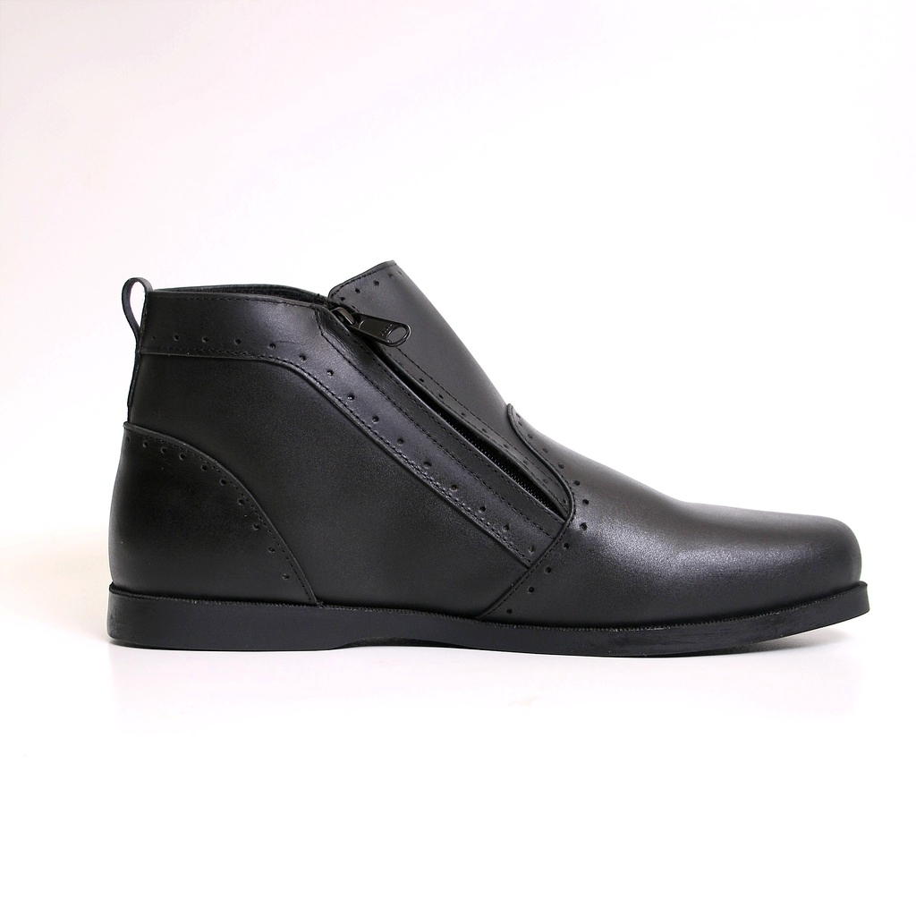 Bradley's Original - Sepatu Formal Pantofel High Kulit Resleting Pria Levin Black