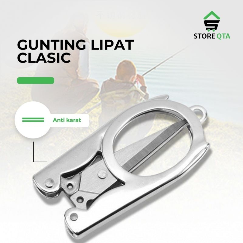 

Gunting pisau lipat kecil mini clasic portable stainless steel anti karat traveling multifungsi