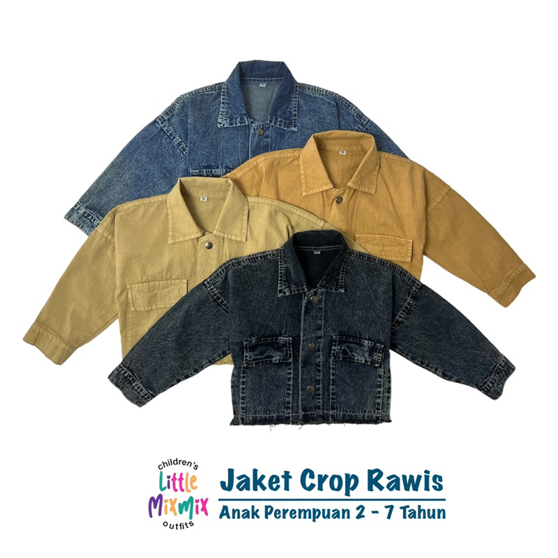 Mixmix JAKET CROP RAWIS - Jaket Crop Rawis Jeans Anak Perempuan 2 - 7 Tahun